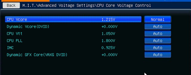 CPU Core Voltage Control